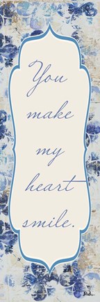 Framed Blue Quadrefoil With Words I Print