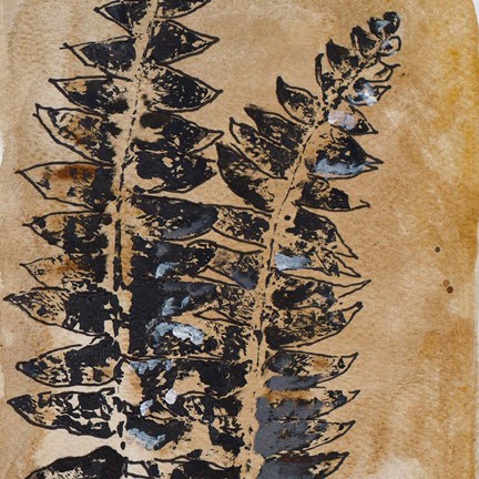 Framed Watercolor Leaves Square III Print