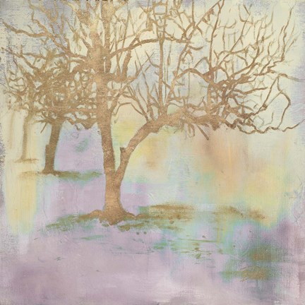 Framed Gold Serene Forest II Print