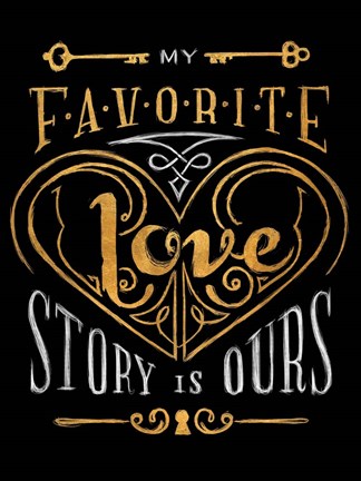 Framed Black &amp; Gold Love Story Print