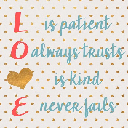 Framed LOVE with Gold Hearts Print