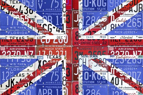 Framed Uk Flag License Plate Print