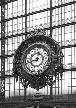 Framed Paris Clock 1BW Print