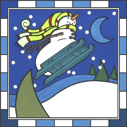 Framed Coalman Sledding 1 Print