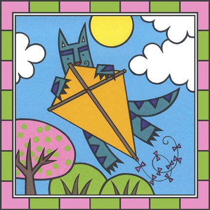 Framed Max Cat Kite 2 Print