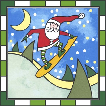 Framed Santa Snowboard 3 Print