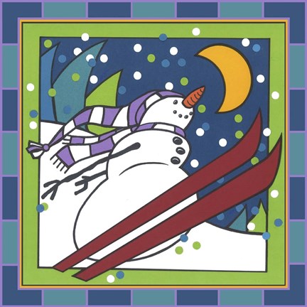 Framed Coalman The Snowman Skiing 1 Print