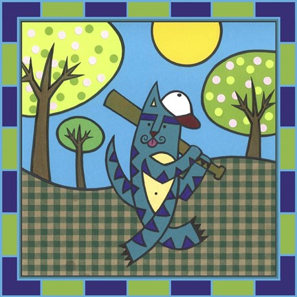 Framed Max Cat Baseball 1 Print