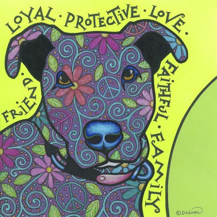 Framed Pit Bull I Print