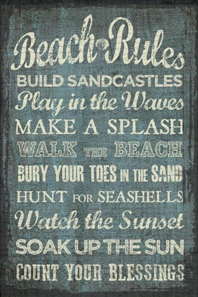 Framed Beach Rules Print