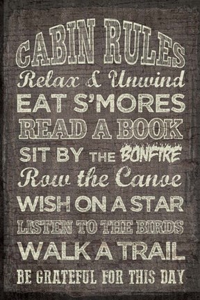 Framed Cabin Rules Print