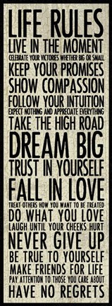 Framed Life Rules Print