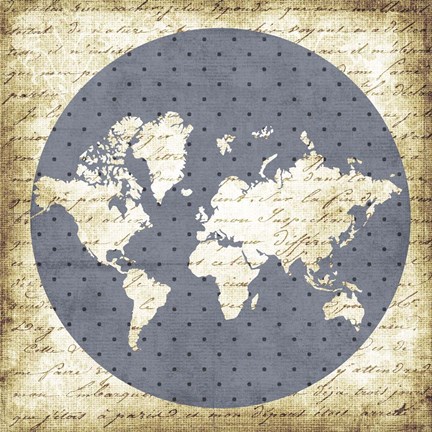 Framed World Antique Print