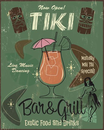 Framed Tiki Bar &amp; Grill B Print