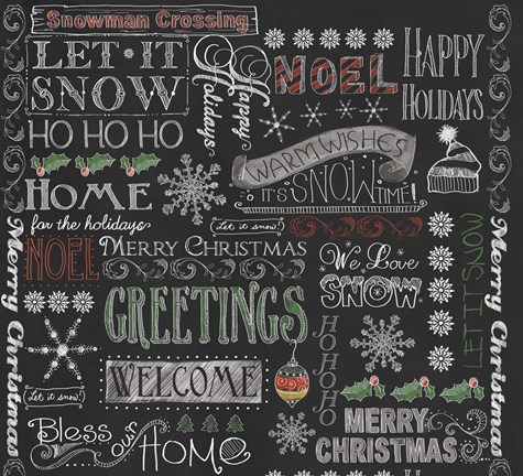 Framed Chalk Christmas Patt Print