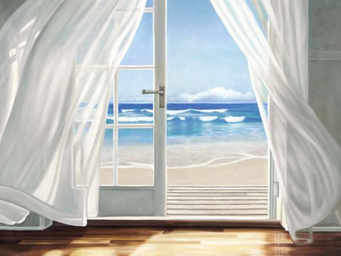 Framed Window by the Sea Print
