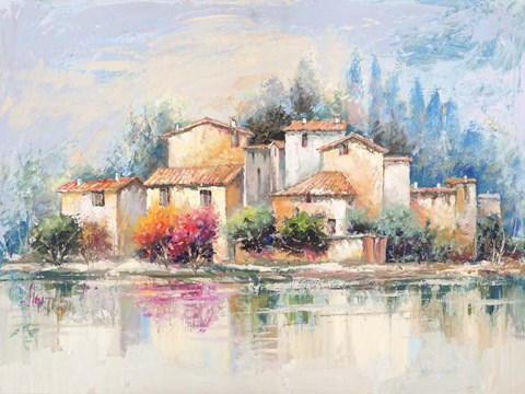 Framed Borgo sul lago Print