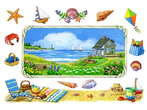 Framed Cottage on the Cove Print