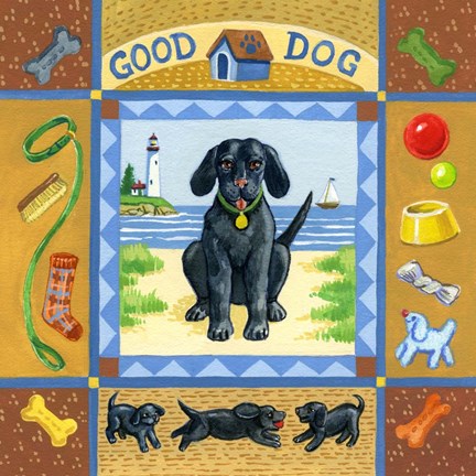 Framed Good Dog Black Lab Print