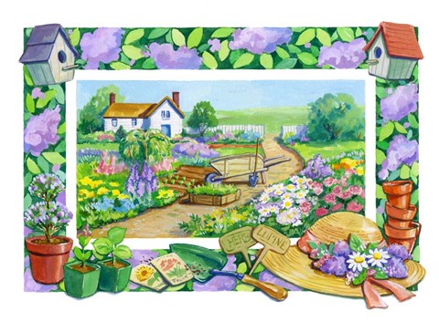 Framed Garden Scene Print