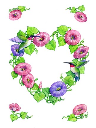 Framed Hummingbird Wreath Print