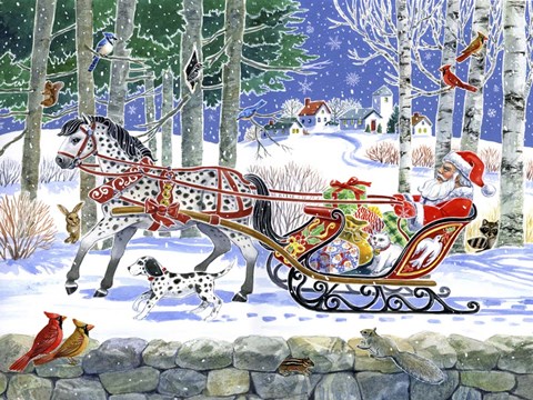 Framed Santa&#39;s Sleigh Ride Print