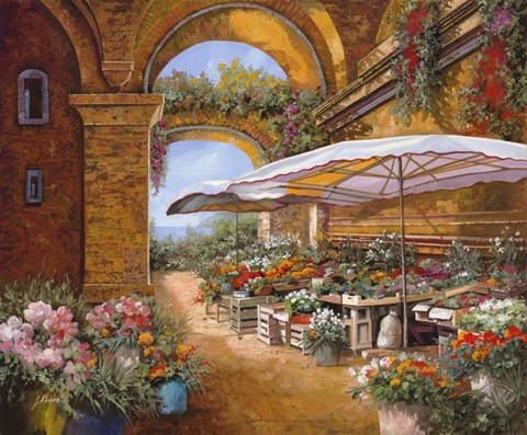 Framed Il Mercato Sotto i Portici Print