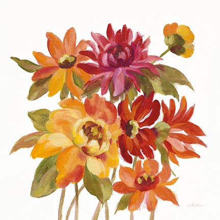 Framed English Garden I on White Print