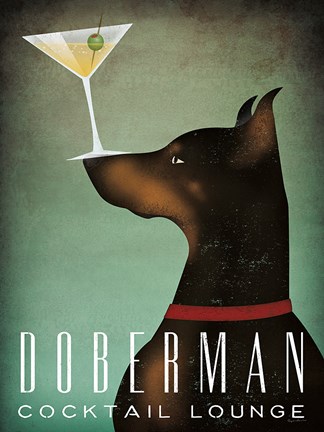 Framed Doberman Martini Print