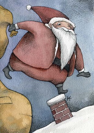 Framed Santa I Print