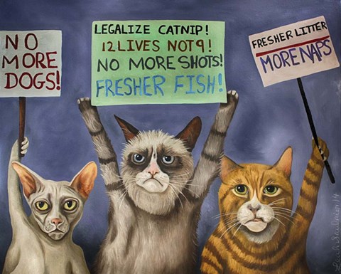 Framed Cats On Strike Print
