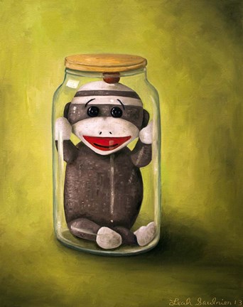 Framed Preserving Childhood Baby Sock Monkey Print