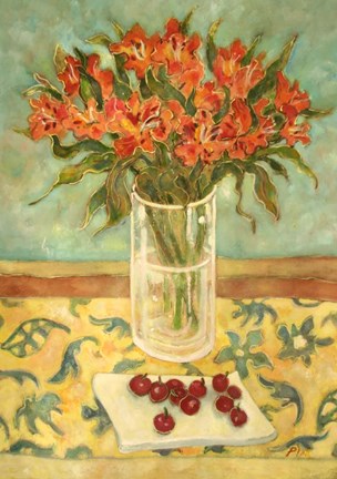 Framed Orange Flowers Print