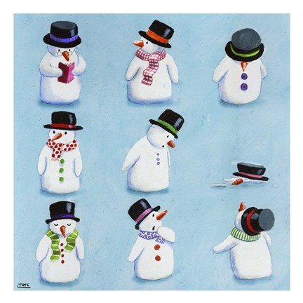 Framed Snowmen Print