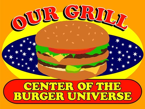 Framed Burger Universe Print