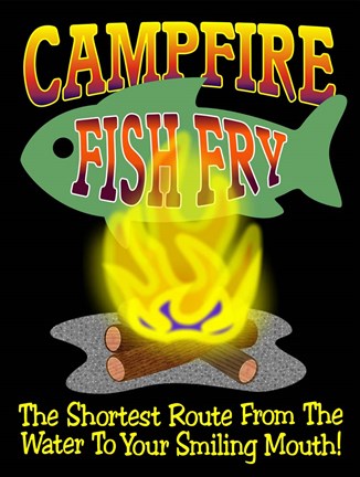 Framed Campfire Fish Fry Print