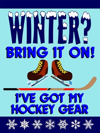 Framed Winter Bring It Hockey Print