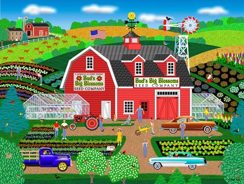 Framed Bud's Big Blossoms 2 Print