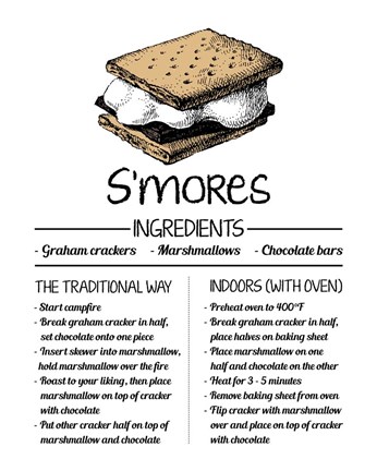 Framed S&#39;mores Recipe White Background Print