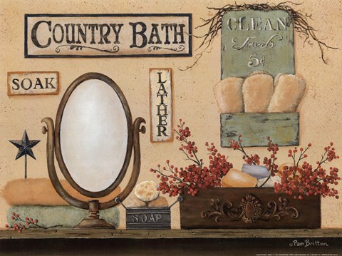 Framed Country Bath - Soak, Lather Print
