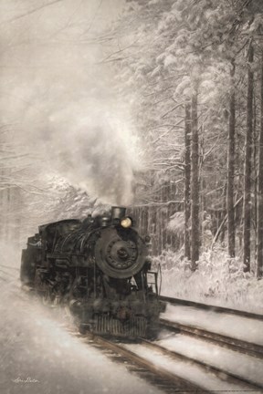 Framed Snowy Locomotive Print