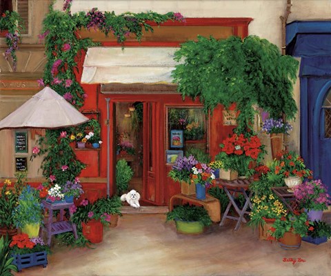 Framed Red Flower Shop Print