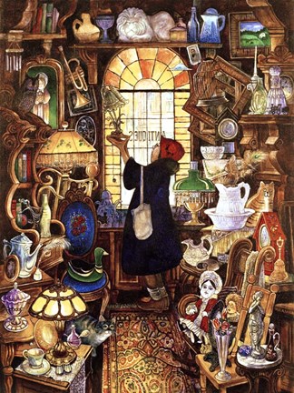 Framed Antique Lady Dark Coat Print