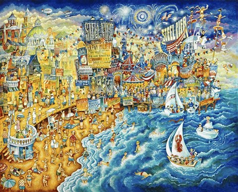 Framed Steel Pier Night And Day Print