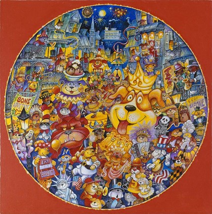 Framed Mardis Gras Dogs Print