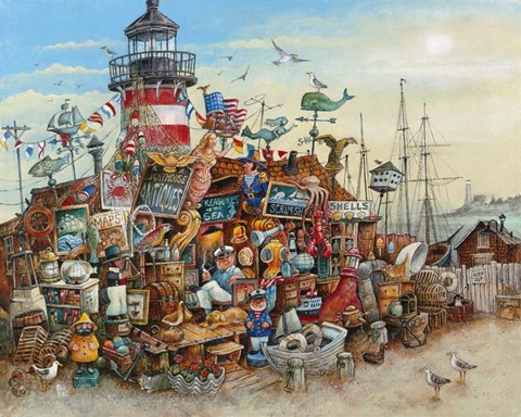 Framed Lighthouse Antiques Print