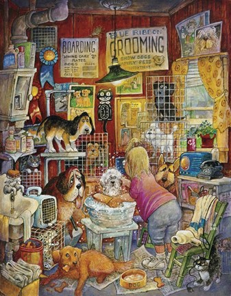 Framed Blue Ribbon Groomer Print