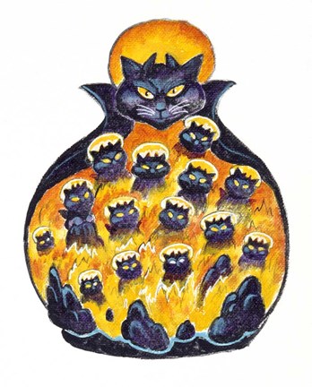 Framed Holloween Cats Print