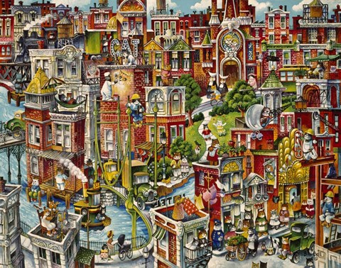 Framed Cat City Print