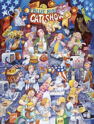 Framed Blue Ribbon Cat Show Print